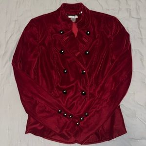 Cache Red Velvet Military Style Blazer